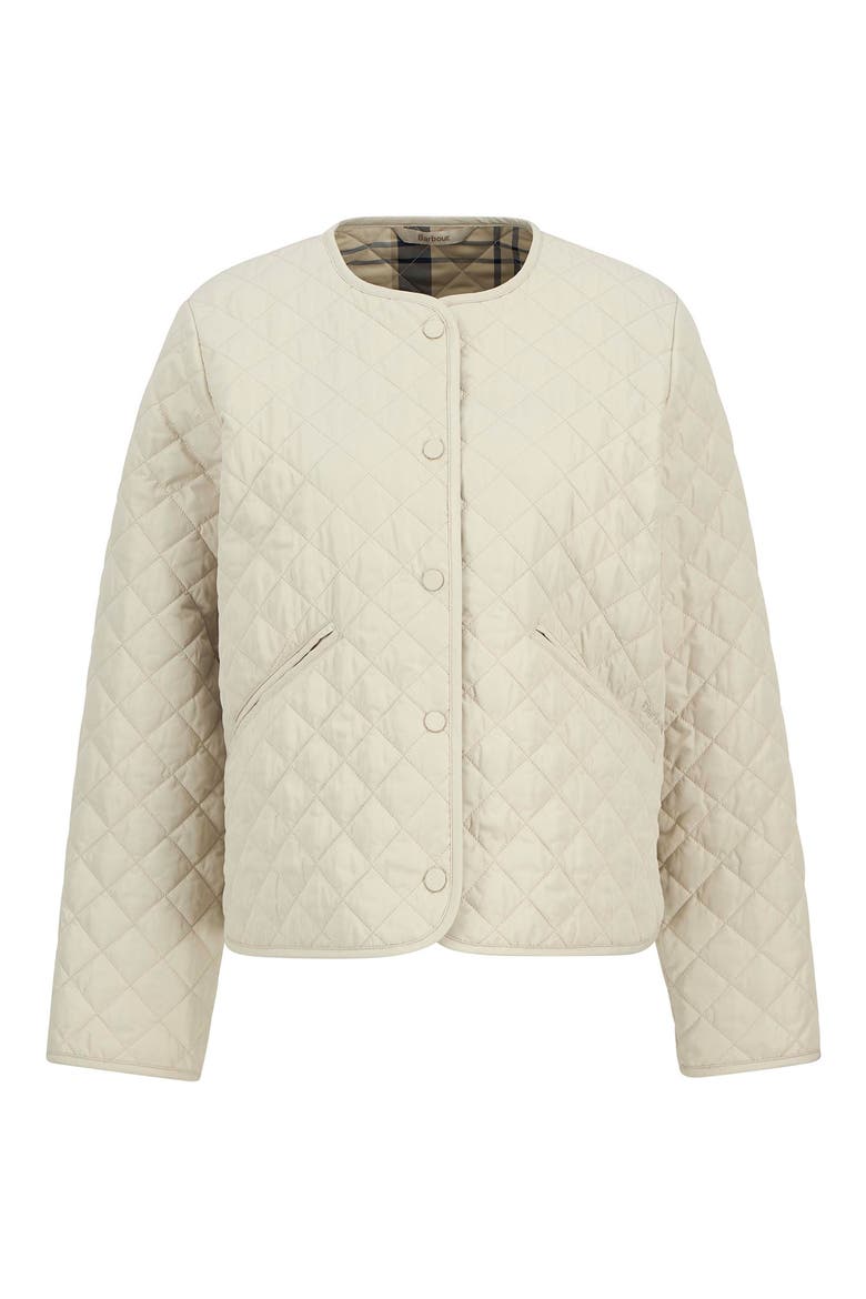 Cashel Collarless Quilted Jacket, Alternate, color, MIST/ DRESS NAVY TARTAN