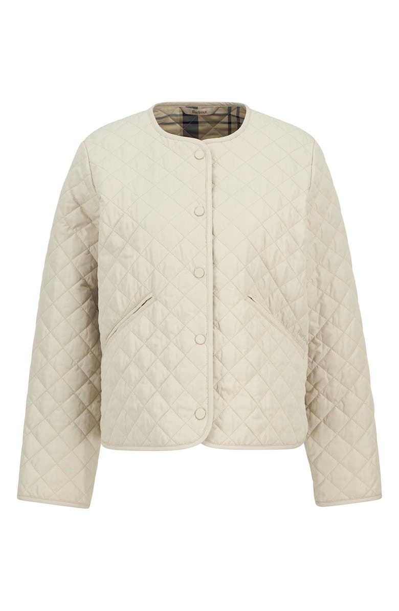 Barbour Cashel Collarless Quilted Jacket, Alternate, color, Mist/ Dress Navy Tartan