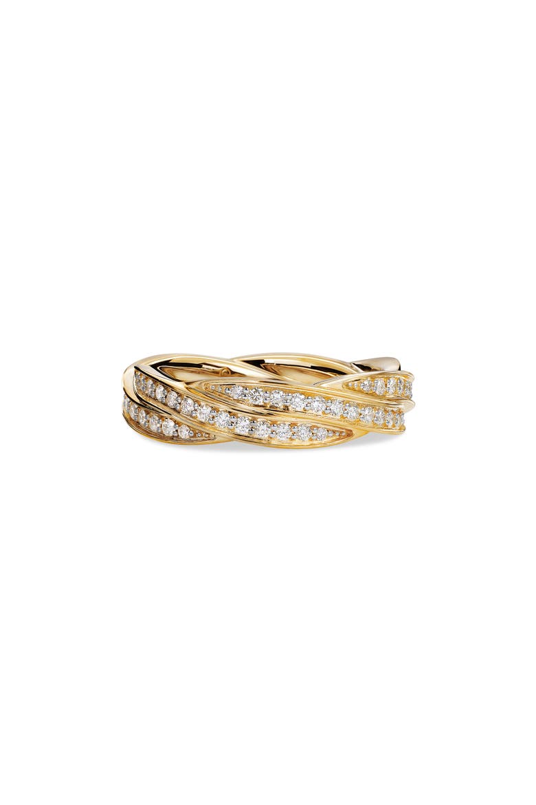 Men's Twisted Cable Band Ring in 18K Yellow Gold with Pavé Diamonds, Alternate, color, 18K YELLOW GOLD