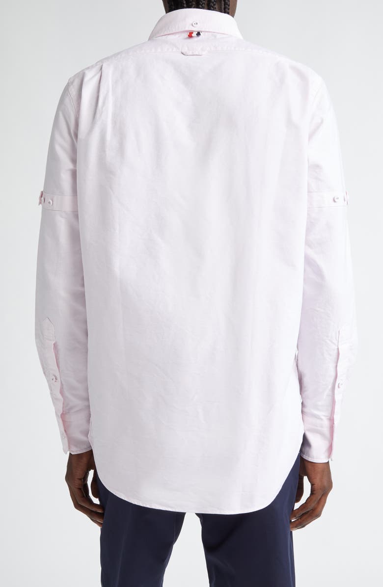 Thom Browne Straight Fit Cotton Oxford Button-Down Shirt, Alternate, color, Light Pink