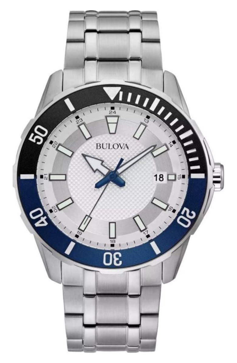 BULOVA Men's Stainless Steel Chronograph Bracelet Watch, 44mm, Main, color,