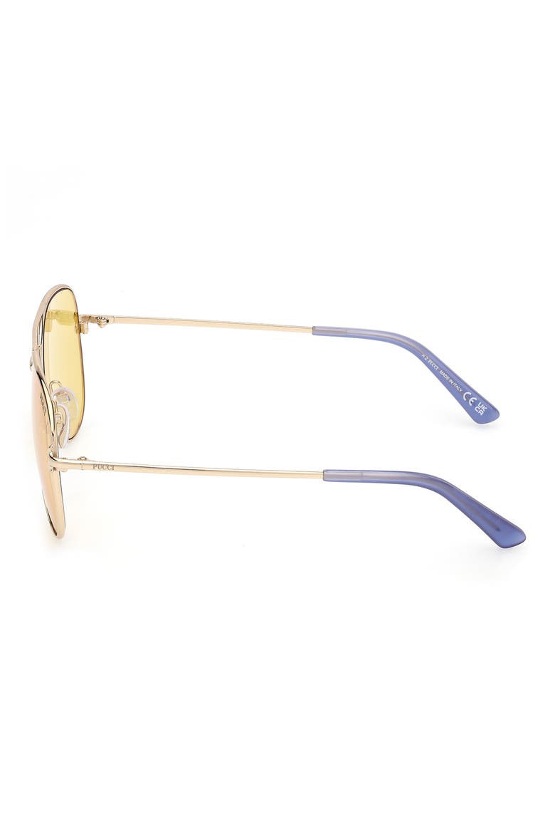 60mm Pilot Sunglasses, Alternate, color, GOLD/ OPAL LAVENDER / YELLOW