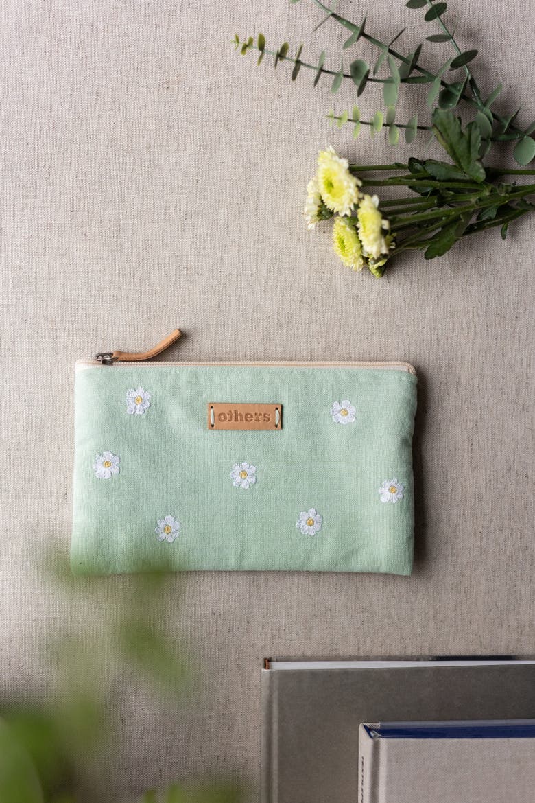 Embroidered Coin Purse, Alternate, color, Green Floral