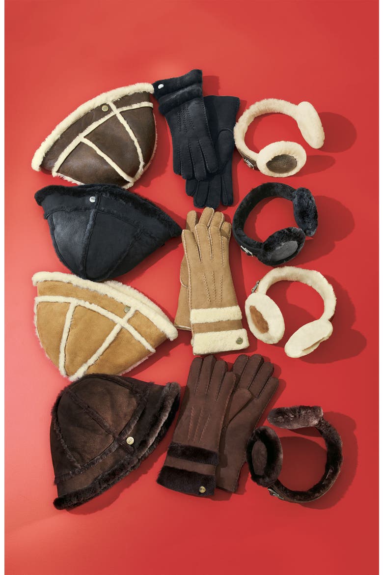 Australia Double 'U' Shearling Earmuffs, Alternate, color, BLACK
