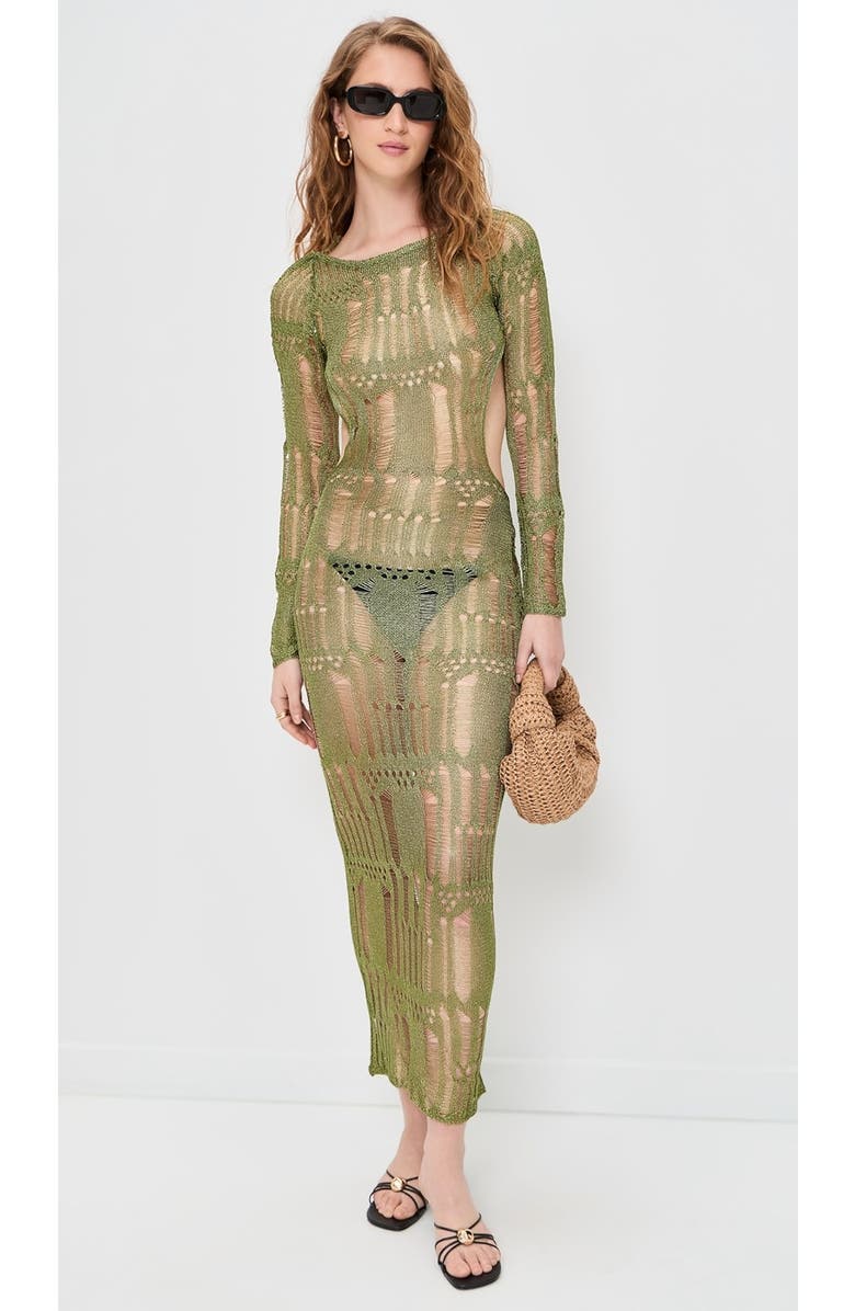 Dur Doux Moss Crochet Maxi Dress, Alternate, color, Miami Palm Print