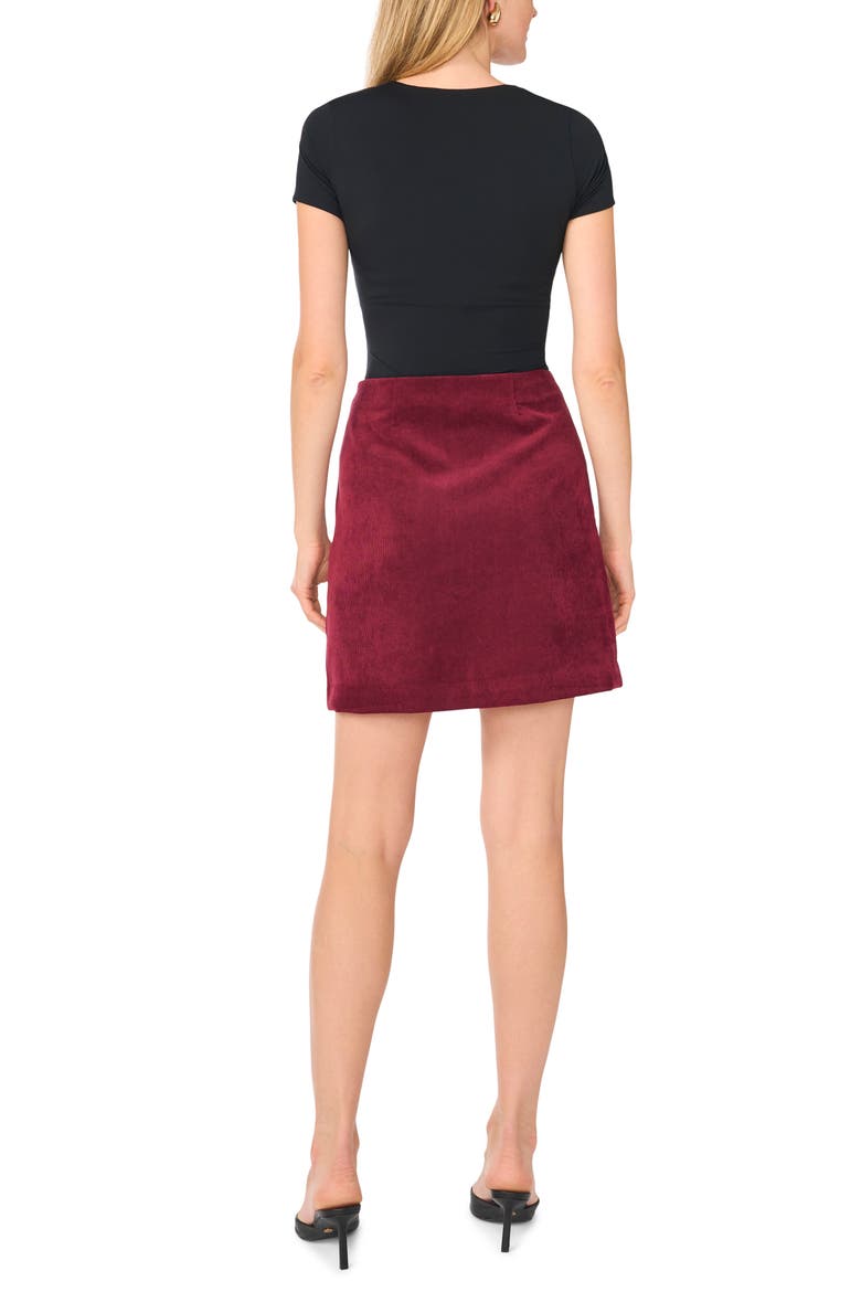 Button Front Corduroy Skirt, Alternate, color, CRISP MERLOT