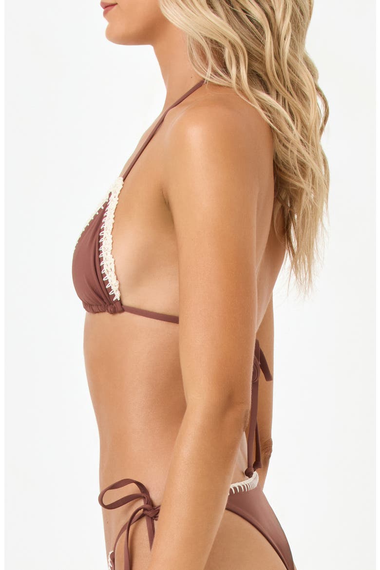 Samba Embroidered Trim Bikini Top, Alternate, color, CAFE