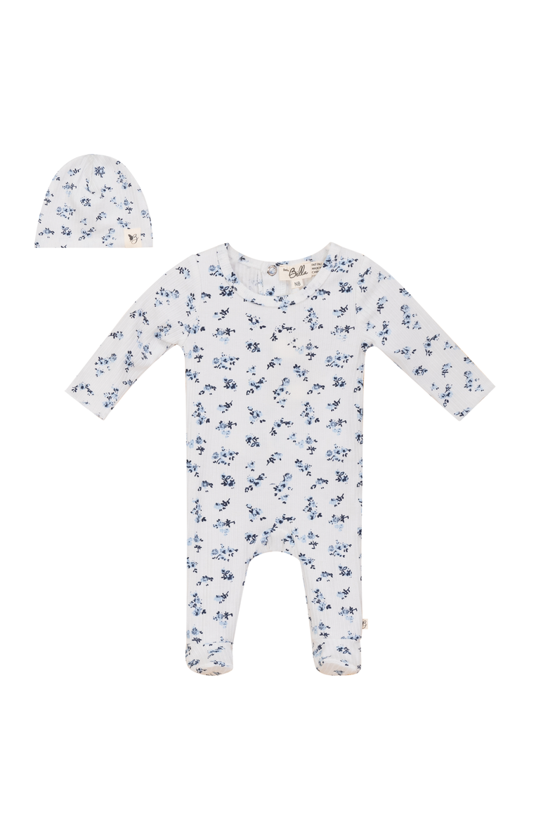 Floral Delight Romper with Hat Set, Main, color, Blue