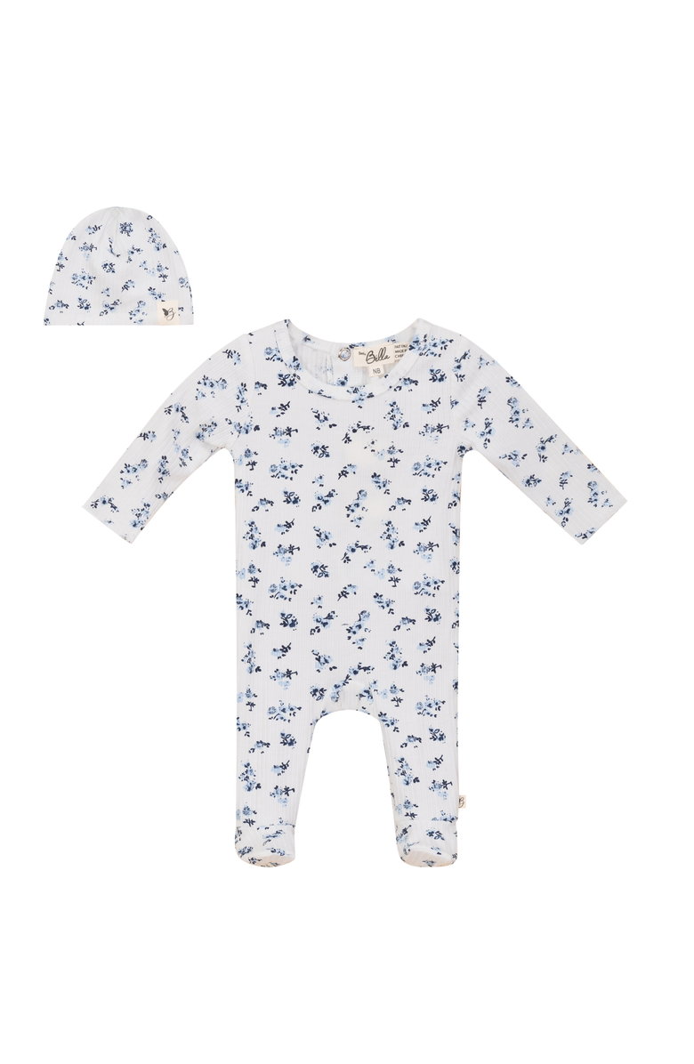Bebe Bella Floral Delight Romper with Hat Set, Main, color, Blue