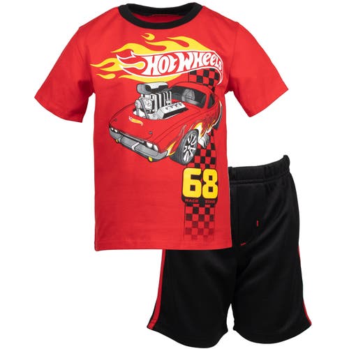 Hot Wheels T-Shirt & Athletic Mesh Shorts Set in Black /Red 