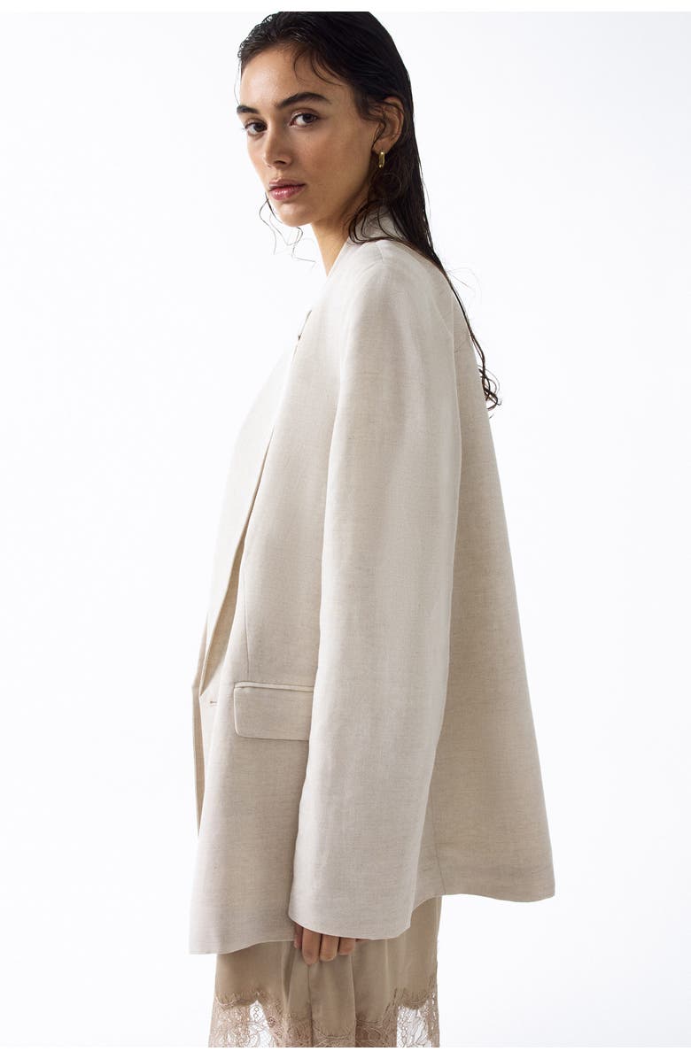 H&M Linen-blend Double-breasted Blazer, Alternate, color, Light Beige