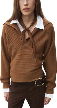 MANGO Rib Johnny Collar Sweater