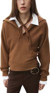 MANGO Rib Johnny Collar Sweater
