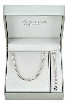 Men's Round Box Chain Necklace & Bracelet Set