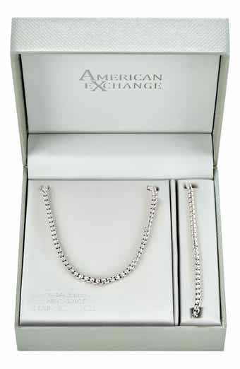 Men's Round Box Chain Necklace & Bracelet Set