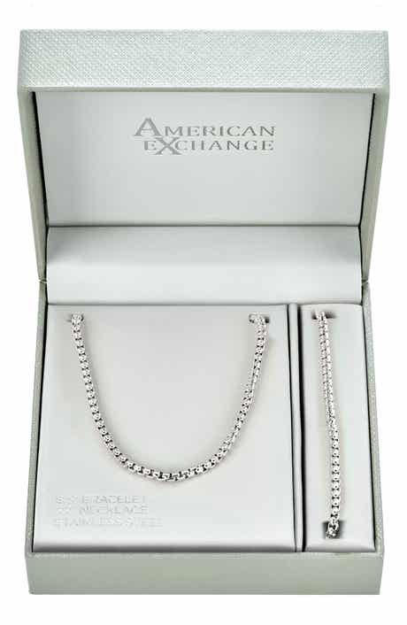 Men's Round Box Chain Necklace & Bracelet Set