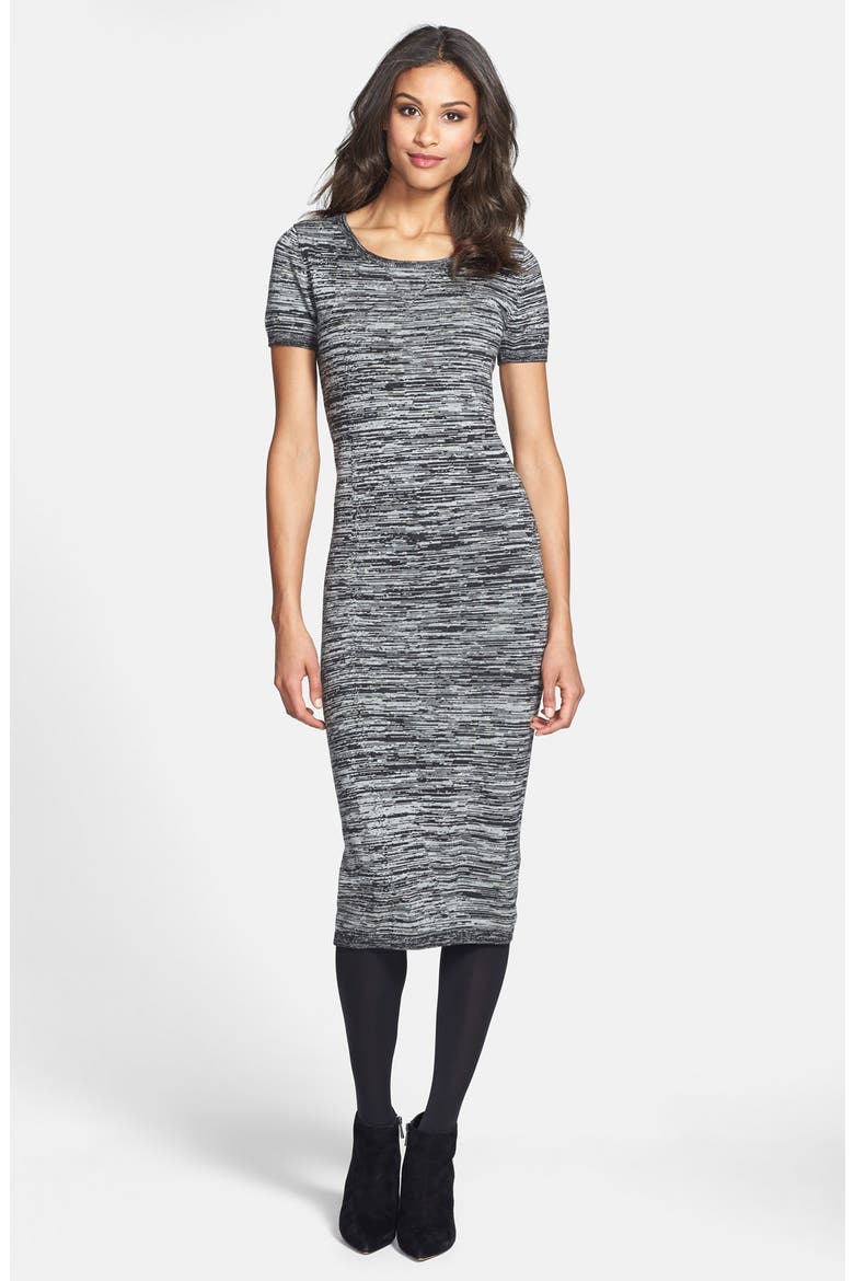 Space Dye Midi Sweater Dress, Alternate, color, BLACK LIGHT/ GREY MELANGE
