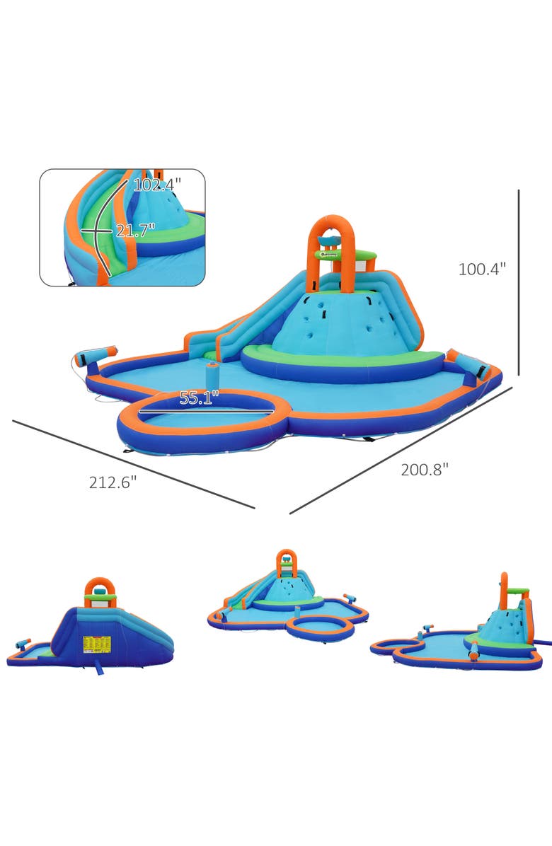 Outsunny 4 in 1 Water Slide, Inflatable Bounce House with Slide, Alternate, color, Multi Color