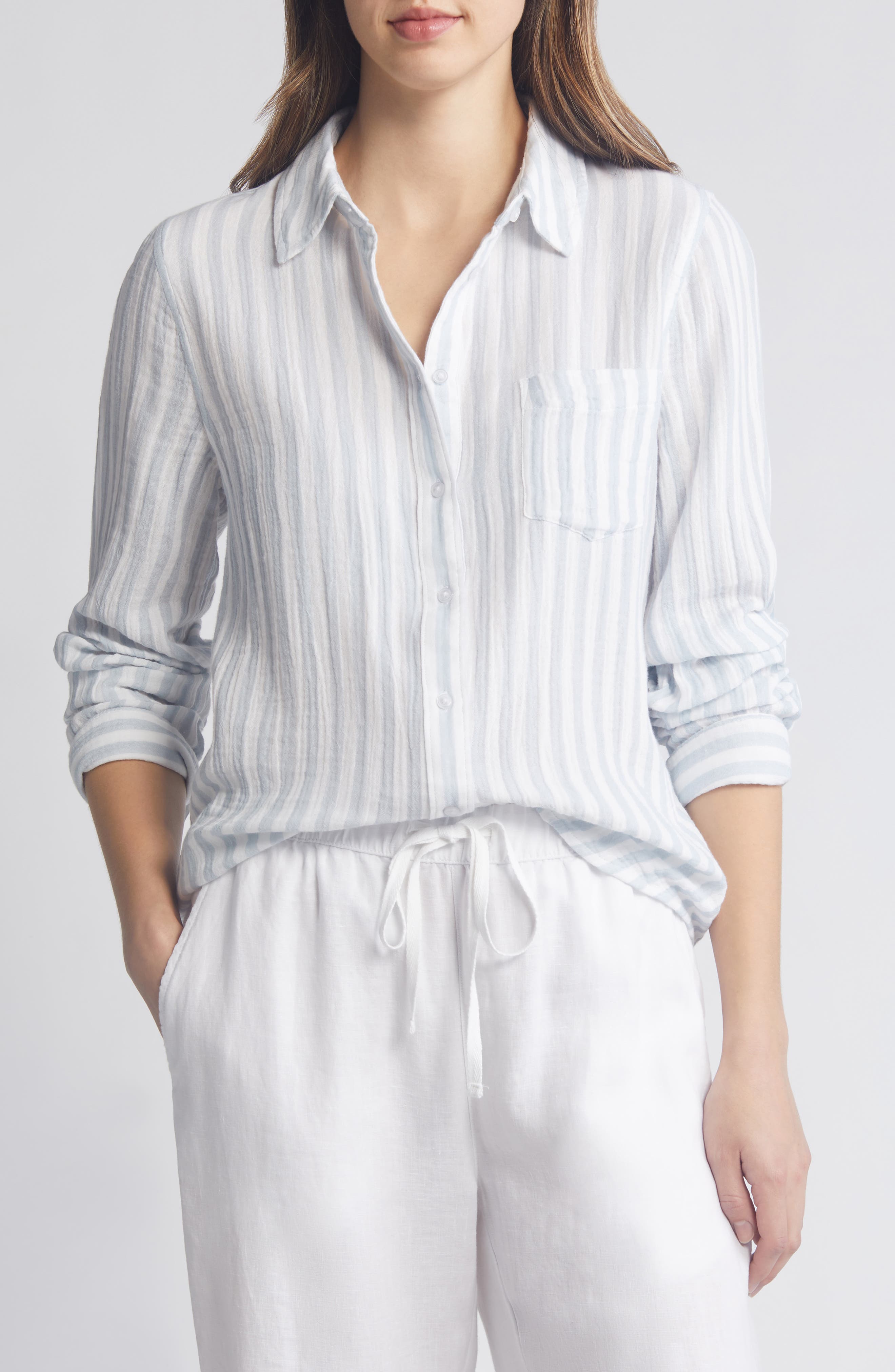 Женские Caslon® Casual Gauze Button-Up Shirt