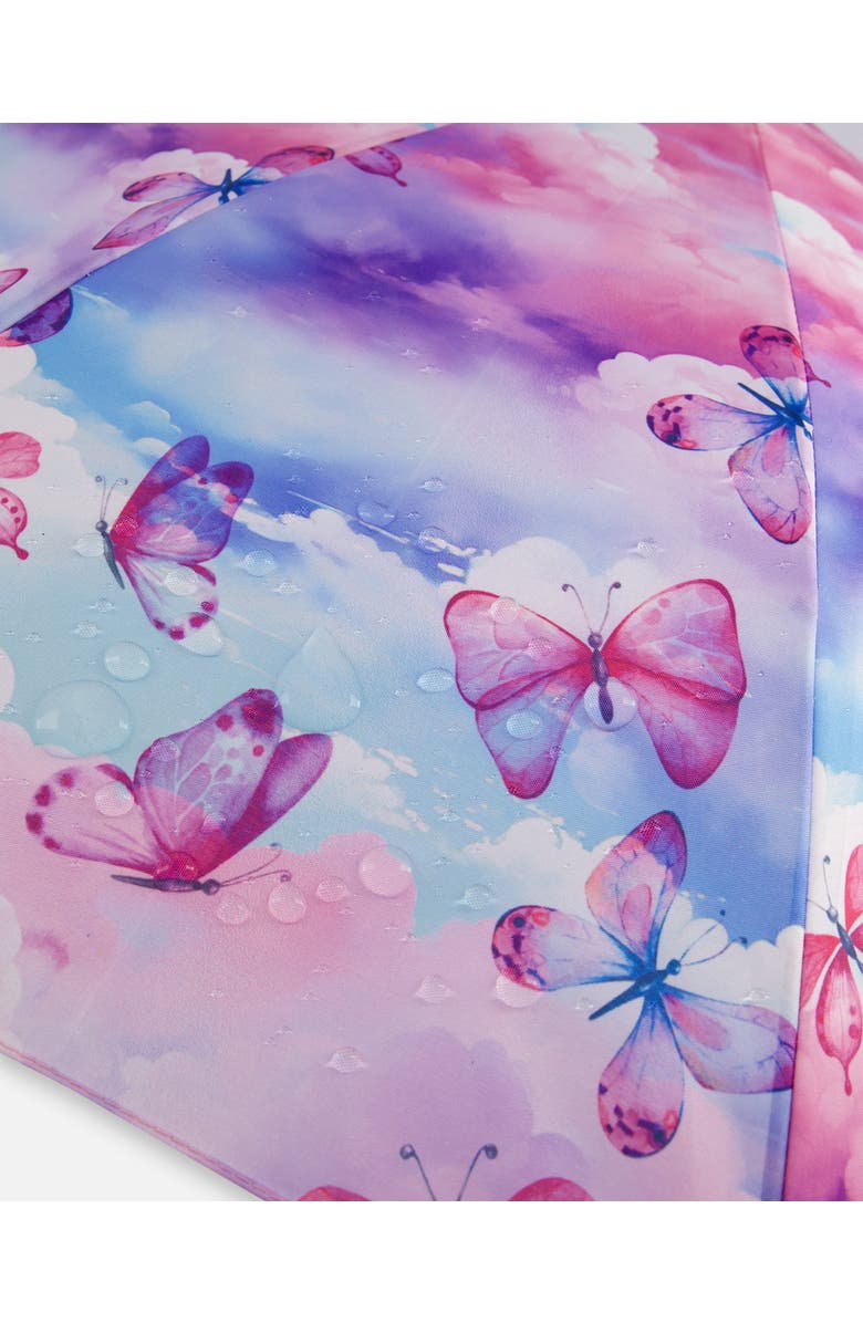 Deux par Deux Girl's Printed Umbrella Butterflies On Multicolored Background, Alternate, color, 