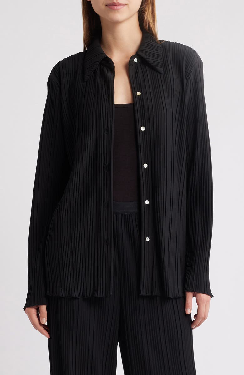 Rails Plissé Button-Up Shirt, Main, color, Jet