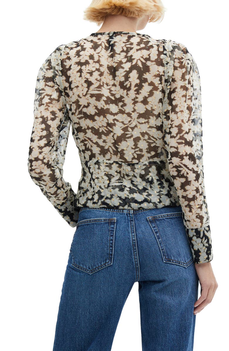 MANGO Floral Metallic Semisheer Top, Alternate, color,