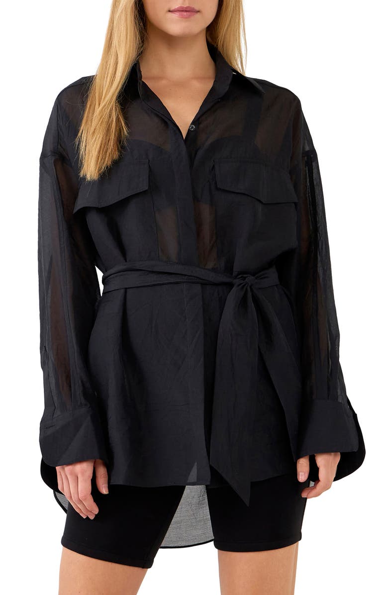 Grey Lab Sheer Overshirt, Alternate, color,