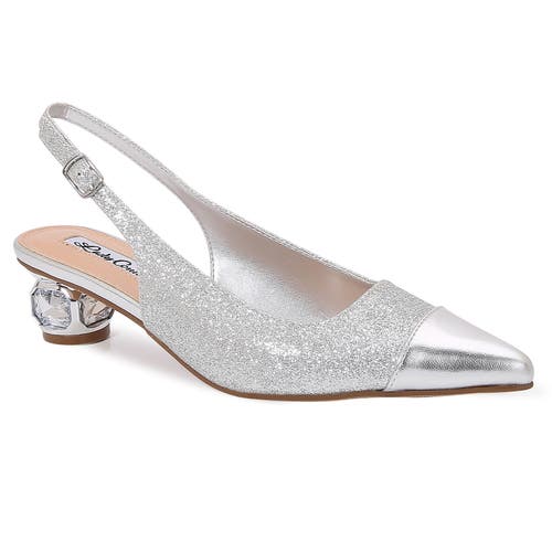 Lady Couture Jewel Heel Slingback Pump In Silver