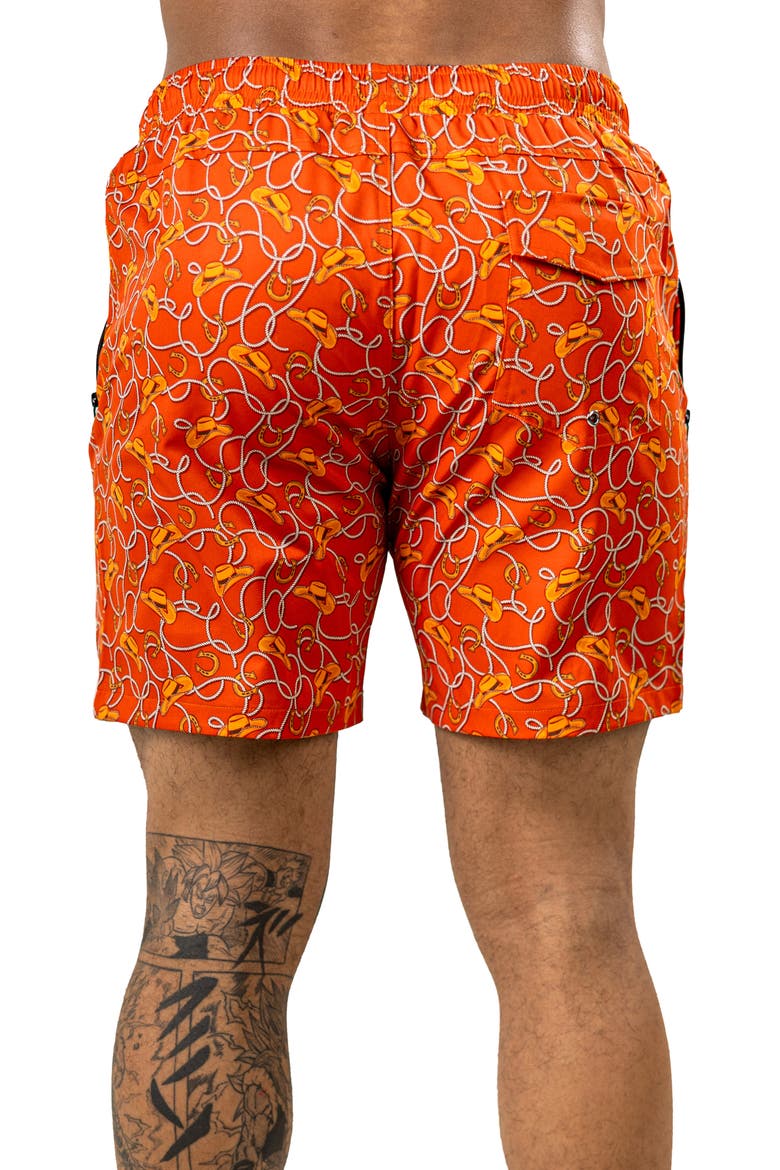Swim Marthyr Print Swim Trunks, Alternate, color, ORANGE