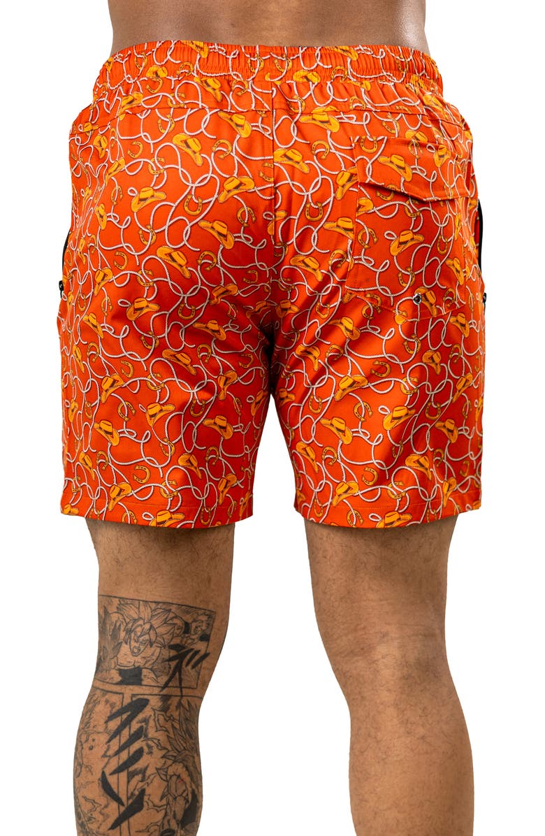 Maceoo Swim Marthyr Print Swim Trunks, Alternate, color, Orange