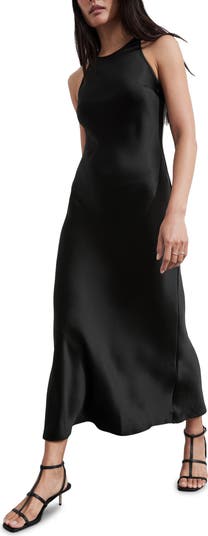 Sleeveless Satin Midi Dress