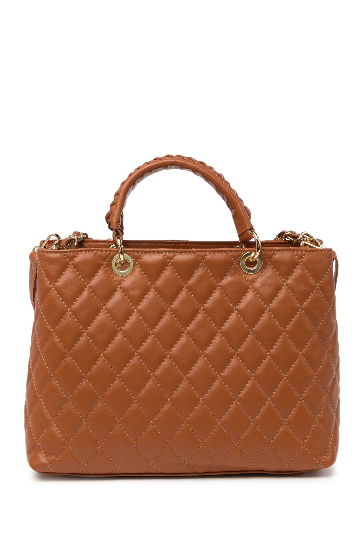 Quilted Leather Satchel, Alternate, color, SADDLE