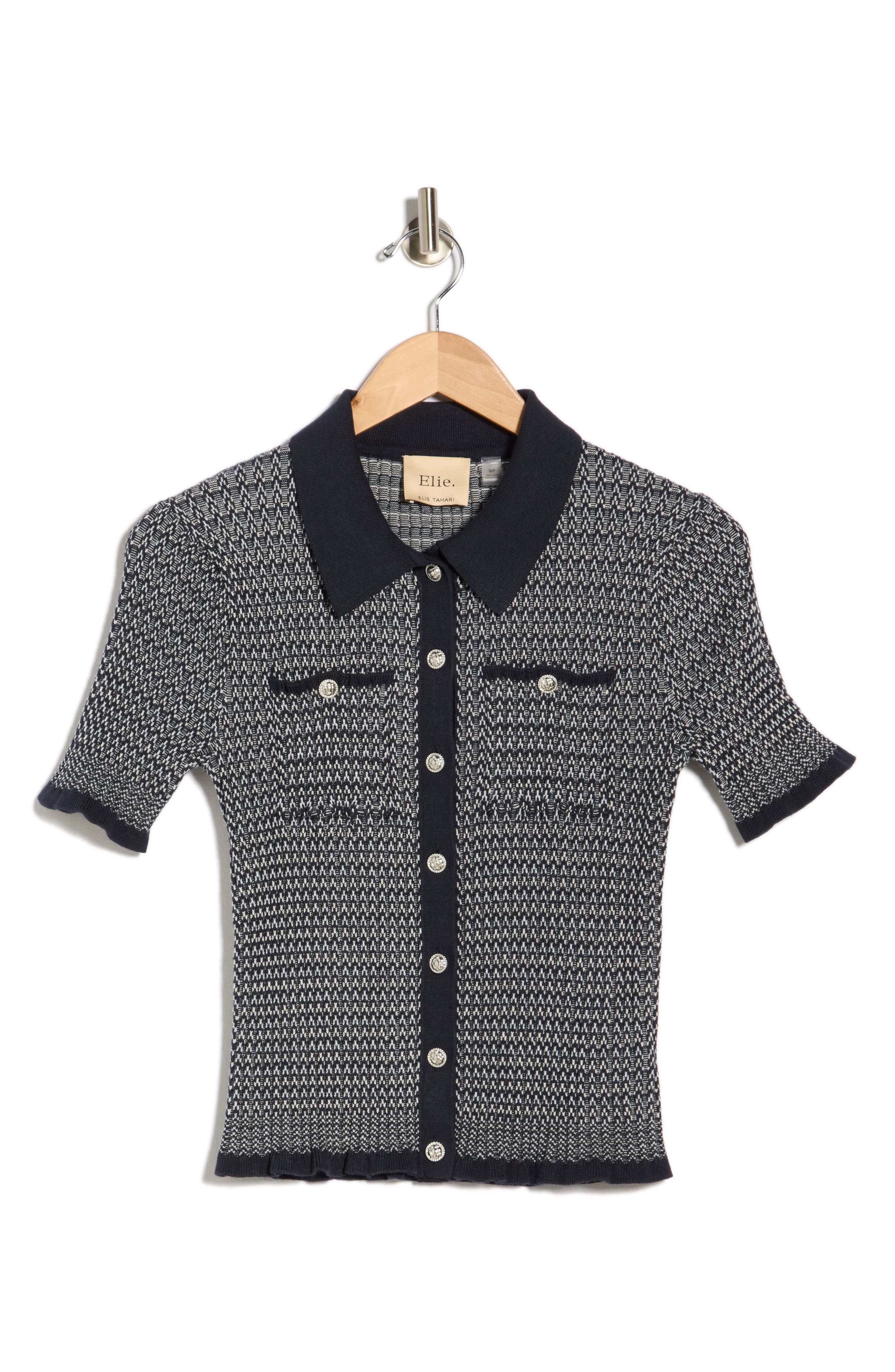 ELIE ELIE TAHARI Herringbone Cardigan Sweater