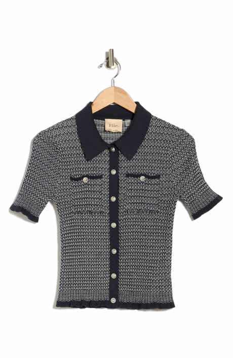 ELIE ELIE TAHARI Herringbone Cardigan Sweater