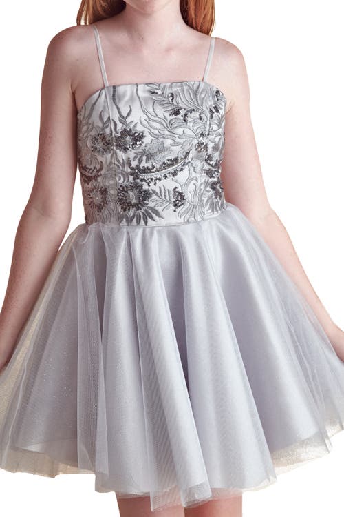 Un Deux Trois Sequin And Tulle Party Dress In Gray