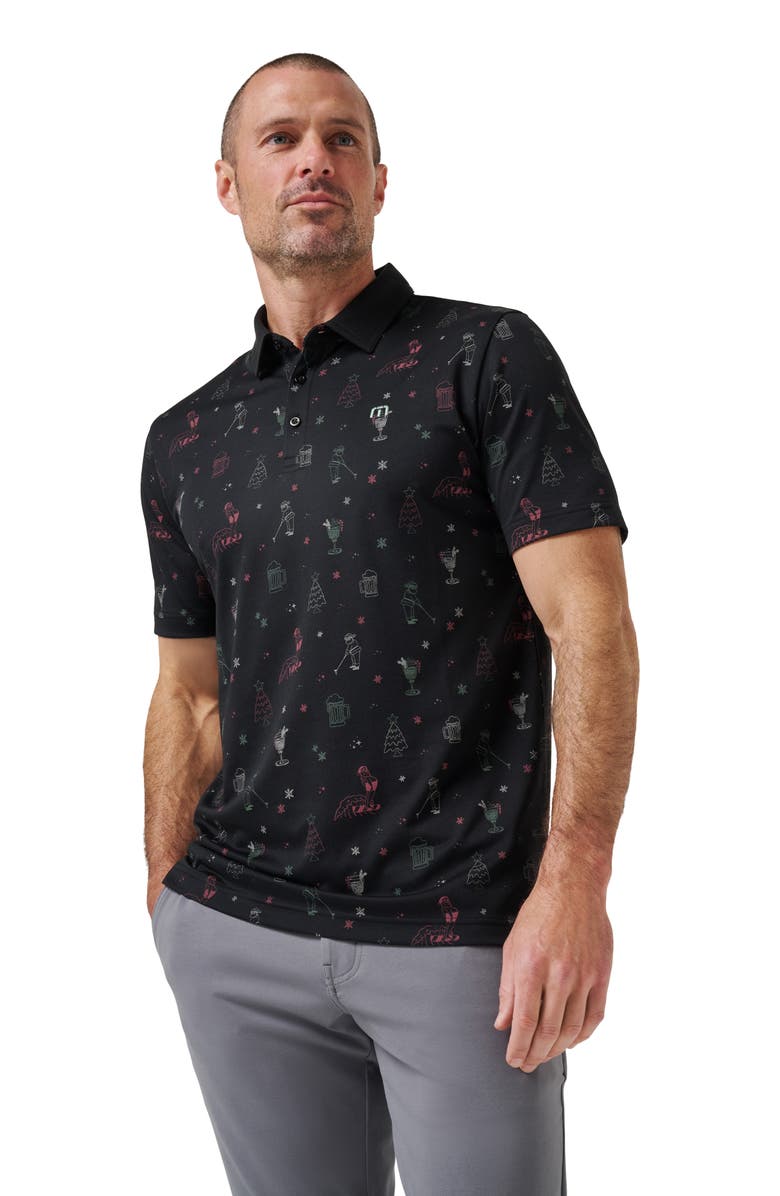 TravisMathew Holiday Magic Cotton Blend Polo, Alternate, color, Black