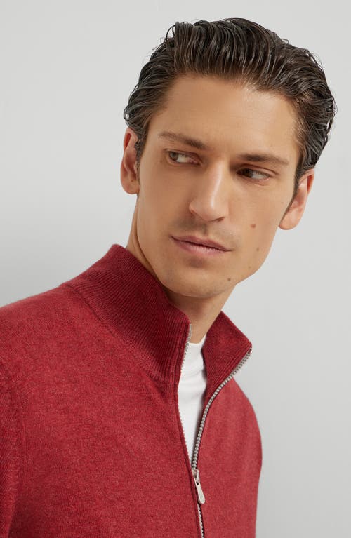 Brunello Cucinelli Zip-front High-neck Cardigan In Red