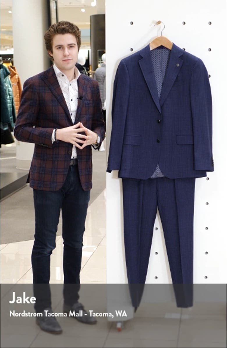 Jay Trim Fit Check Wool Suit, sales video thumbnail