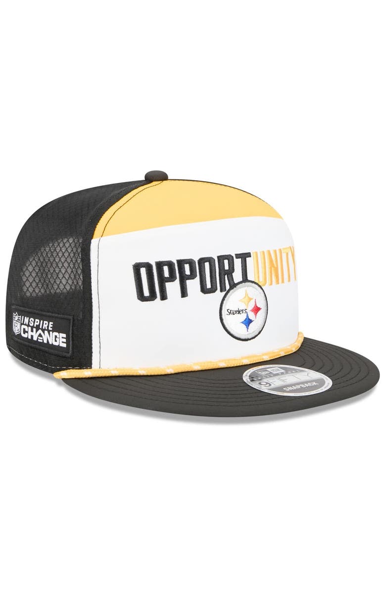 New Era Men's New Era White/Black Pittsburgh Steelers 2025 Inspire Change Split Panel 9FIFTY Snapback Hat, Main, color, White