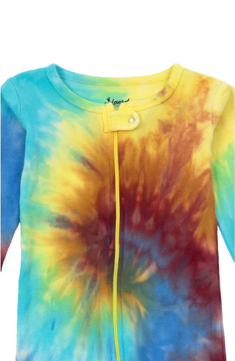 Leveret Footed Tie Dye Cotton Matching Family Pajamas, Alternate, color, Tie Dye Swirl Boys