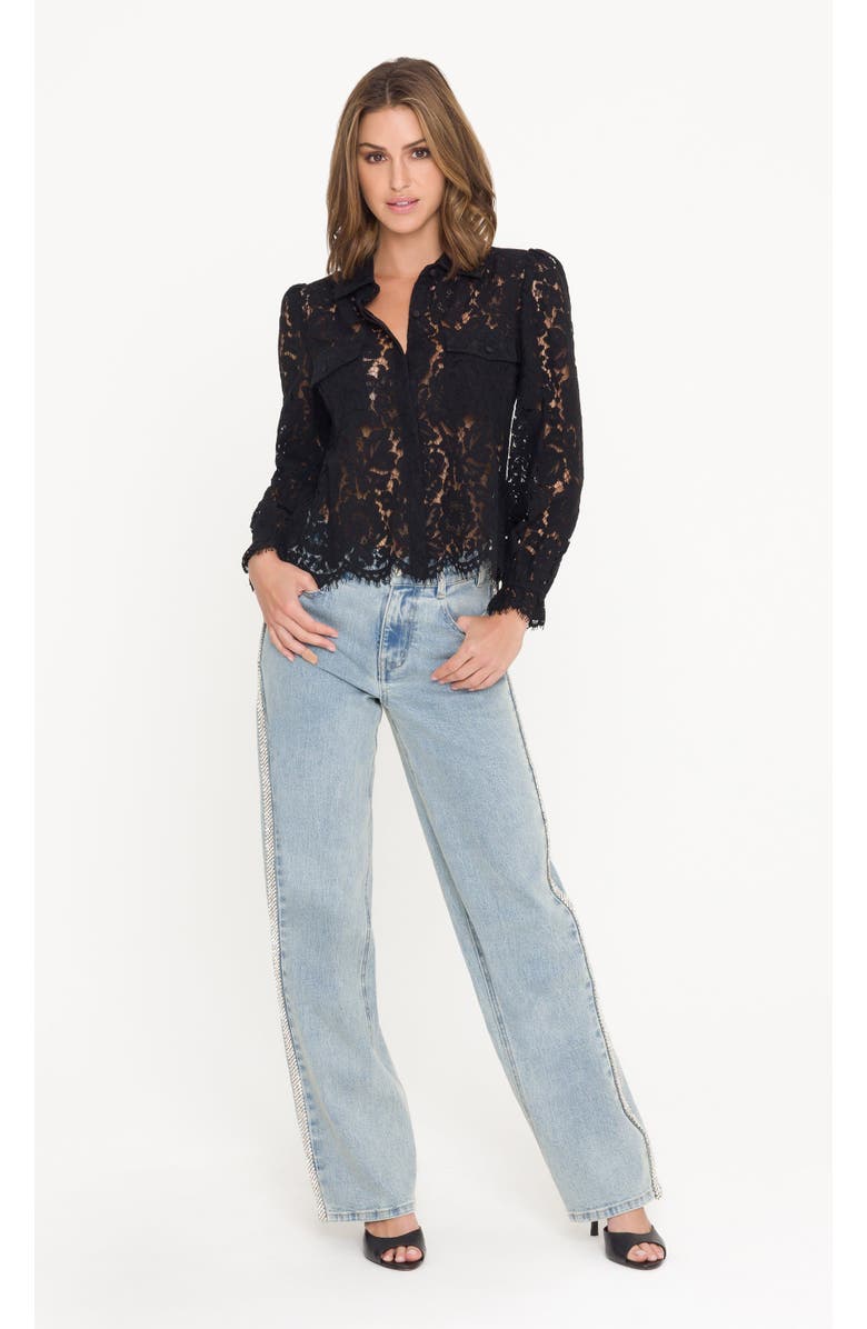Generation Love Lina Lace Shirt, Main, color, Black