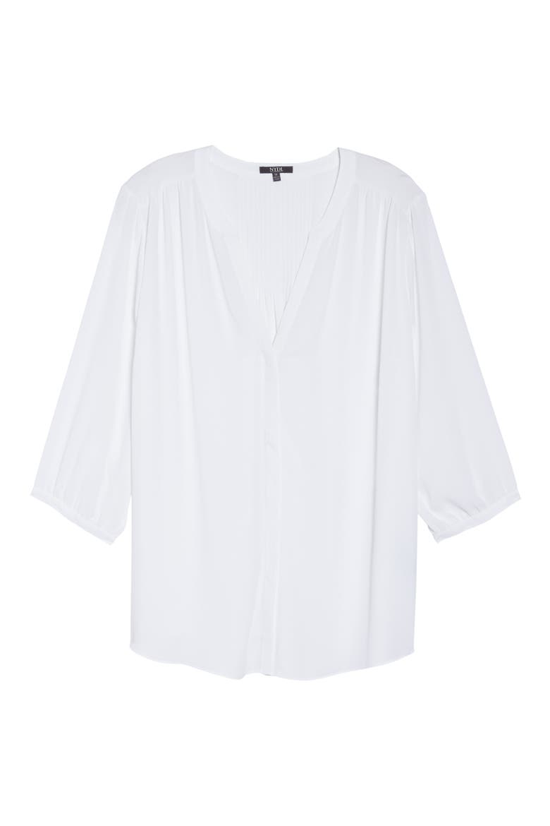 Semisheer Pintuck Blouse, Alternate, color, OPTIC WHITE