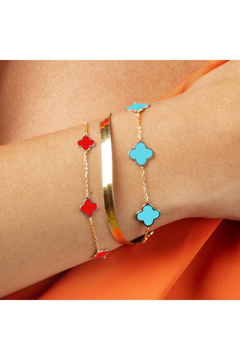 Mini Coral Clover Bracelet, Alternate, color, Coral