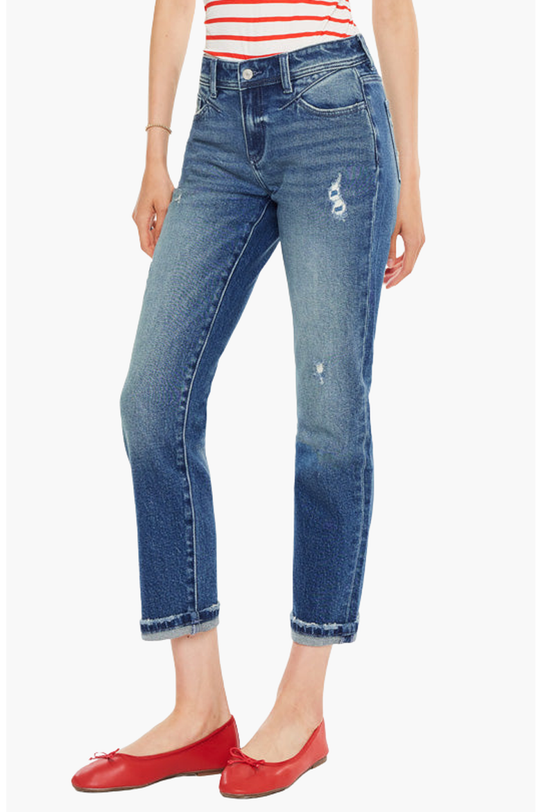 Evelin Mid Rise Cropped Straight Jeans, Alternate, color, Dark Wash