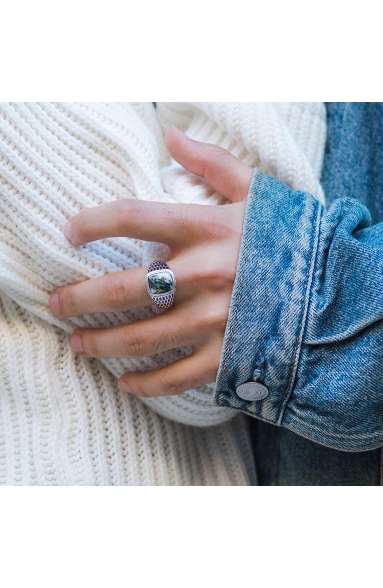 LuvMyJewelry Tree Agate Sterling Silver Men Signet Ring, Alternate, color, Silver