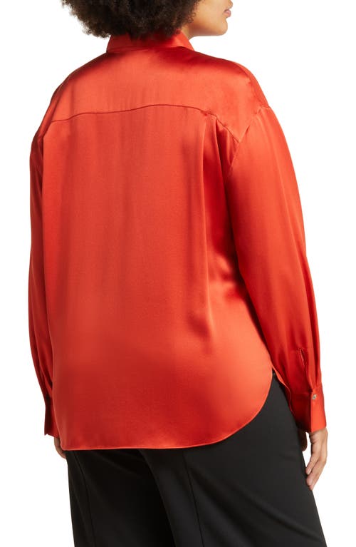 Vince Shaped Collar Silk Blouse In Vermillion