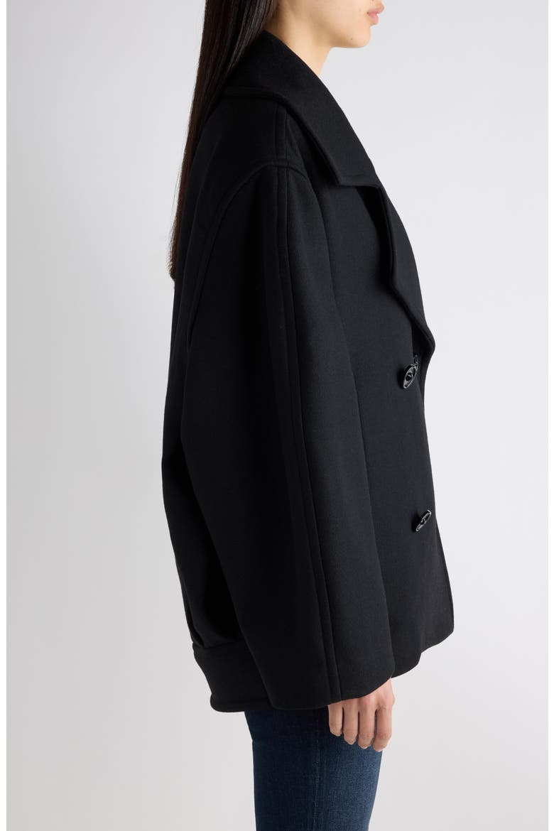 Short Wool Blend Cocoon Coat, Alternate, color, 1000 BLACK