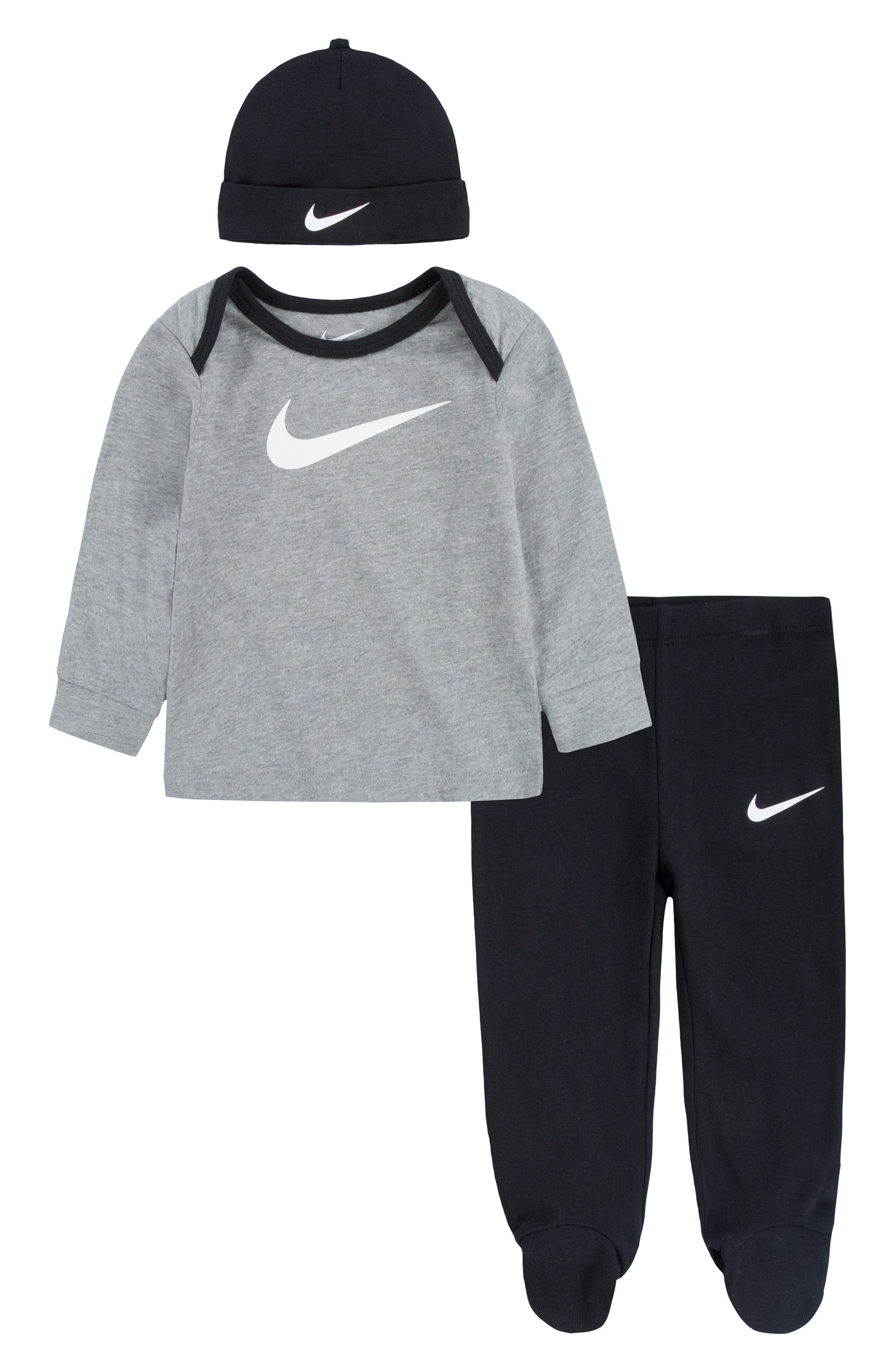 Nike 3-Piece Swoosh Shirt, Footie Pants & Beanie Set