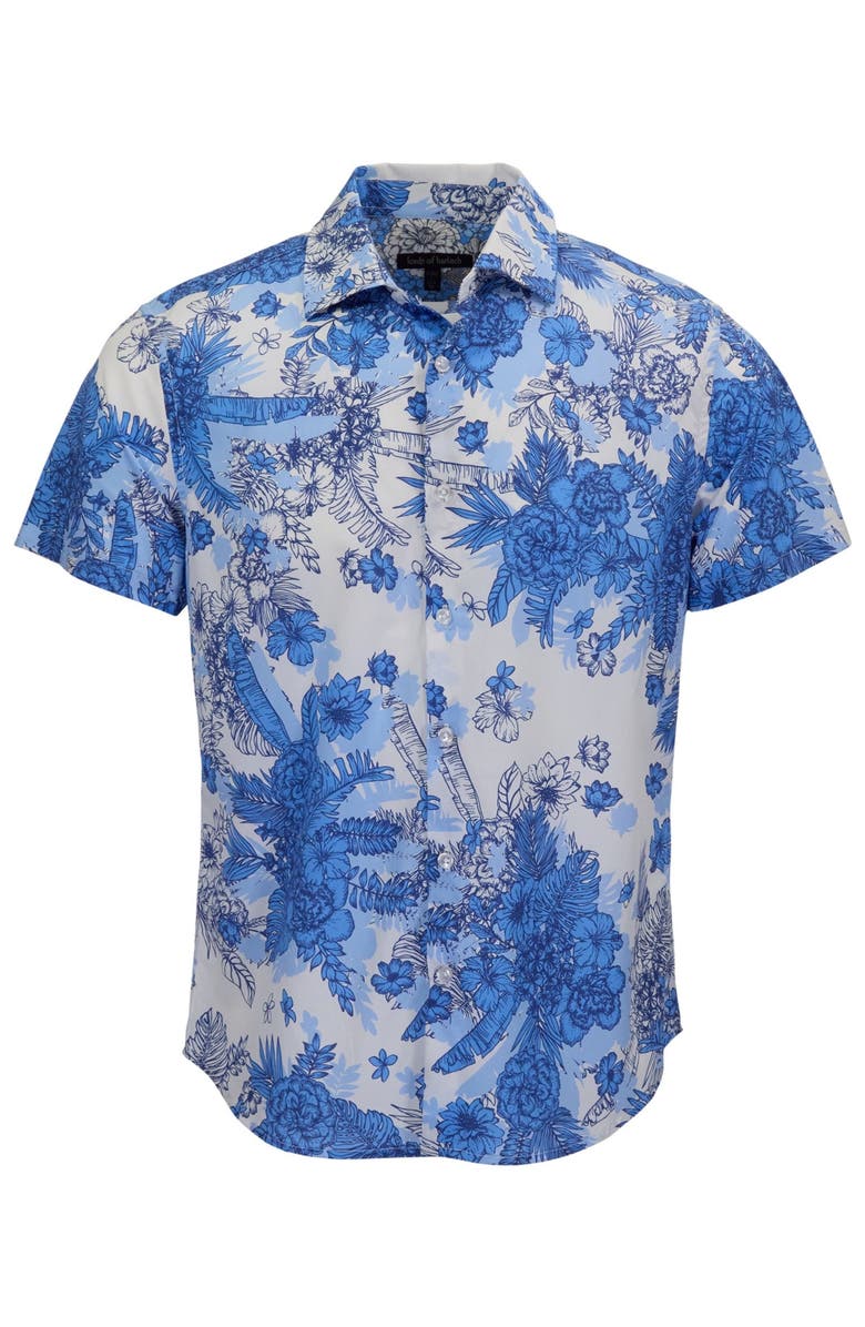 Lords of Harlech Mono Floral Mens Printed Button Up Shirt, Alternate, color, Mono Floral White