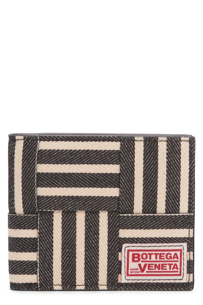 Cassette Woven Cotton Bifold Wallet, Main, color, NAVY/ WHITE/ SILVER
